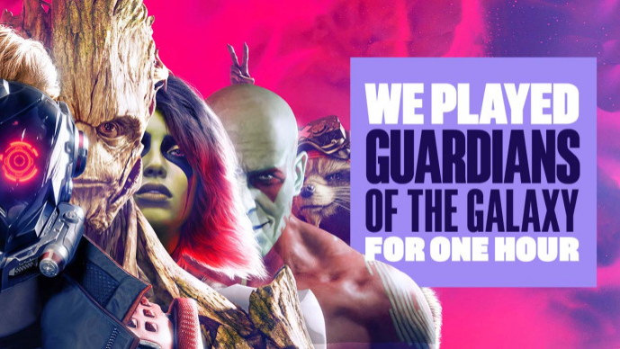 Marvel's Guardians of the Galaxy article's thumbnail with text that reads We played Guardians of the Galaxy for 1 hour