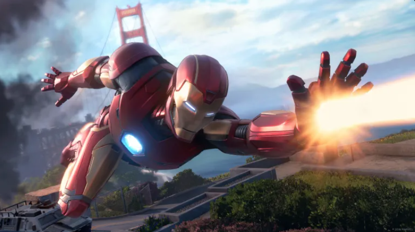 Marvel's Avengers' Iron Man flying 