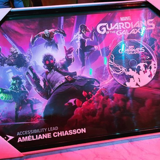 Marvel's Guardians of the Galaxy recognition plaque for my work as Accessibility Lead