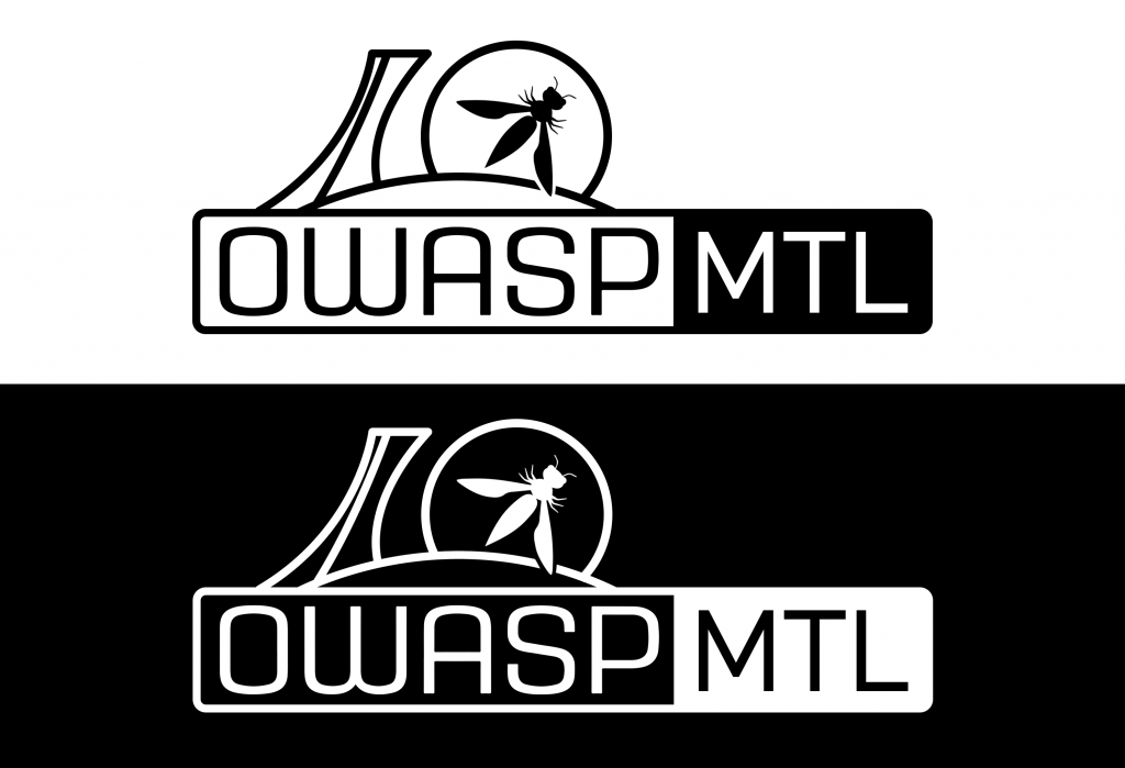 Owasp MTL black and white Olympic tower inspired logo.